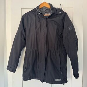 rei womens hooded rain jacket black small